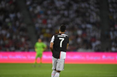 Kallang-singapore-21jul2019: Cristiano ronaldo # 7 Juven oyuncusu