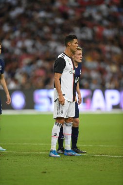 Kallang-singapore-21jul2019: Cristiano ronaldo # 7 Juven oyuncusu