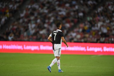 Kallang-singapore-21jul2019: Cristiano ronaldo # 7 Juven oyuncusu
