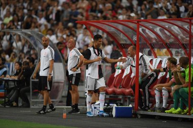 Kallang-singapore-21jul2019: Cristiano ronaldo # 7 Juven oyuncusu