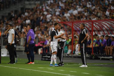 Kallang-singapore-21jul2019: Cristiano ronaldo # 7 Juven oyuncusu