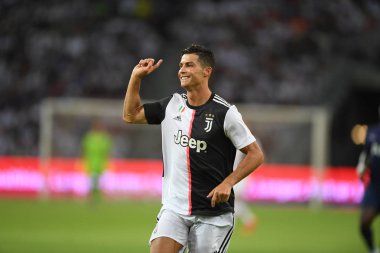 Kallang-singapore-21jul2019: Cristiano ronaldo # 7 Juven oyuncusu