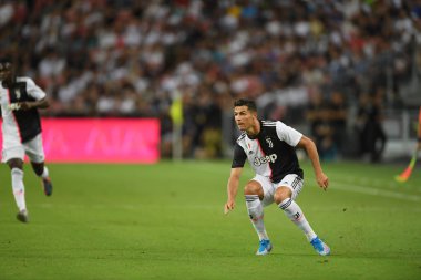 Kallang-singapore-21jul2019: Cristiano ronaldo # 7 Juven oyuncusu