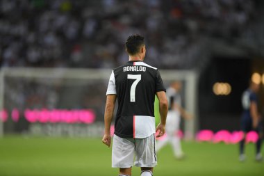 Kallang-singapore-21jul2019: Cristiano ronaldo # 7 Juven oyuncusu