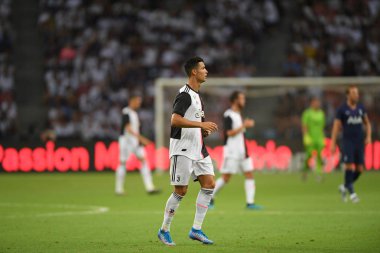 Kallang-singapore-21jul2019: Cristiano ronaldo # 7 Juven oyuncusu