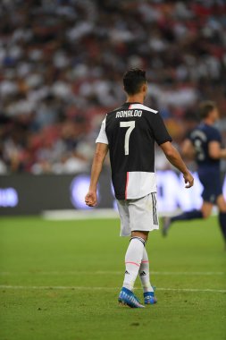 Kallang-singapore-21jul2019: Cristiano ronaldo # 7 Juven oyuncusu