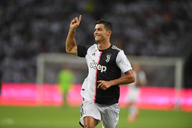 Kallang-singapore-21jul2019: Cristiano ronaldo # 7 Juven oyuncusu