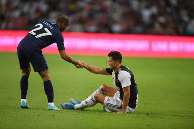 Kallang-singapore-21jul2019: Cristiano ronaldo # 7 Juven oyuncusu