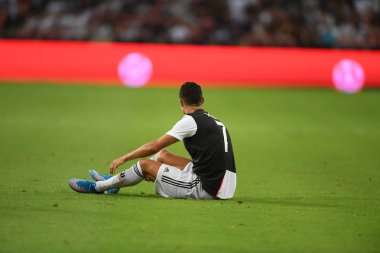Kallang-singapore-21jul2019: Cristiano ronaldo # 7 Juven oyuncusu