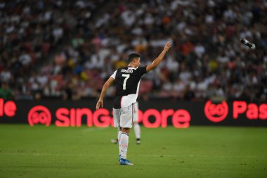 Kallang-singapore-21jul2019: Cristiano ronaldo # 7 Juven oyuncusu