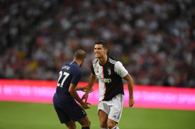 Kallang-singapore-21jul2019: Cristiano ronaldo # 7 Juven oyuncusu