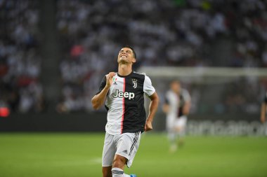 Kallang-singapore-21jul2019: Cristiano ronaldo # 7 Juven oyuncusu
