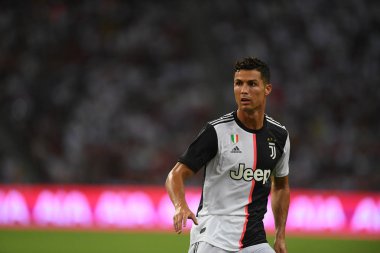 Kallang-singapore-21jul2019: Cristiano ronaldo # 7 Juven oyuncusu