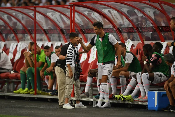 Kallang-singapore-21jul2019: Cristiano ronaldo # 7 Juven oyuncusu