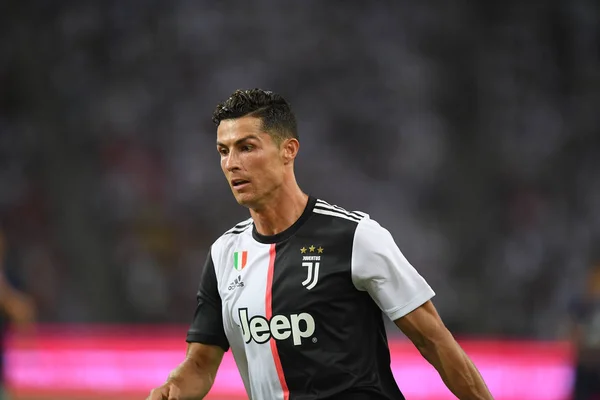 Kallang-singapore-21jul2019: Cristiano ronaldo # 7 Juven oyuncusu