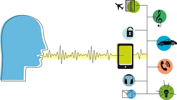 Software Asistente Voz Teléfono Inteligente Ilustración Vectorial Eps — Vector de stock