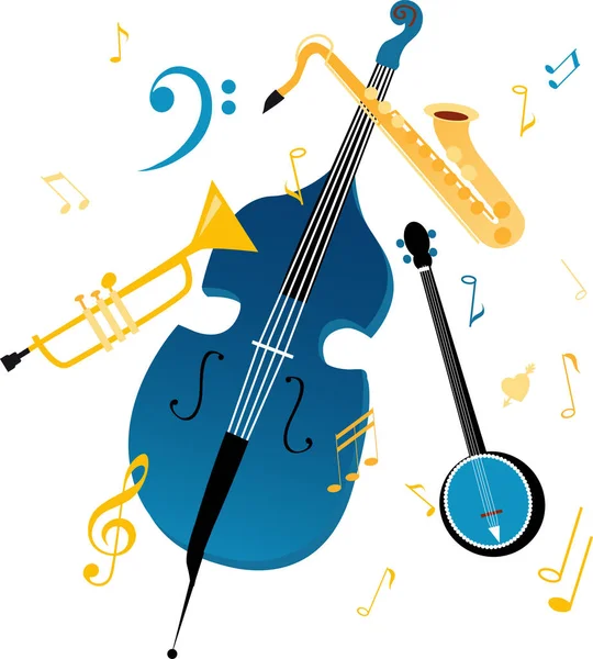 Jazz Band Instrumenty Muzyczne Graficzny Element Projektu Eps Wektor Ilustracji — Wektor stockowy