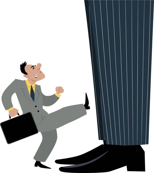Small Businessman Trying Attract Attention Giant Businessman Boss Management Big — Διανυσματικό Αρχείο
