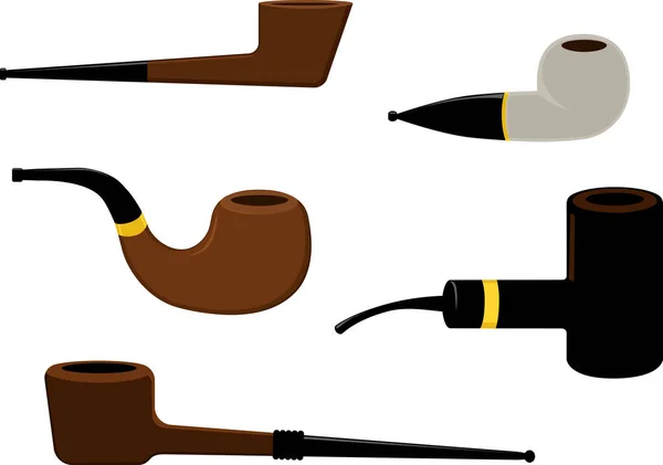 Série Illustrations Vectorielles Réalistes Pipes Fumer Illustration Vectorielle Eps — Image vectorielle