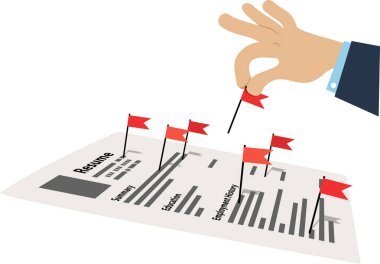 Bir iş başvuru, Eps 8 vektör illüstrasyon bir özgeçmiş kırmızı bayraklar toplama