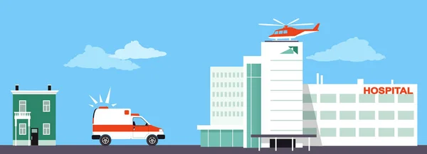 Moyens Transport Médical Compris Une Ambulance Hélicoptère Évacuation Médicale Illustration — Image vectorielle