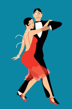 Vintage moda dans tango giymiş çift, Eps 8 vektör illüstrasyon