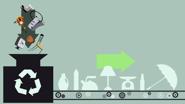 Conceptual vector illustration representing a recycling process, EPS 8, no transparencies 