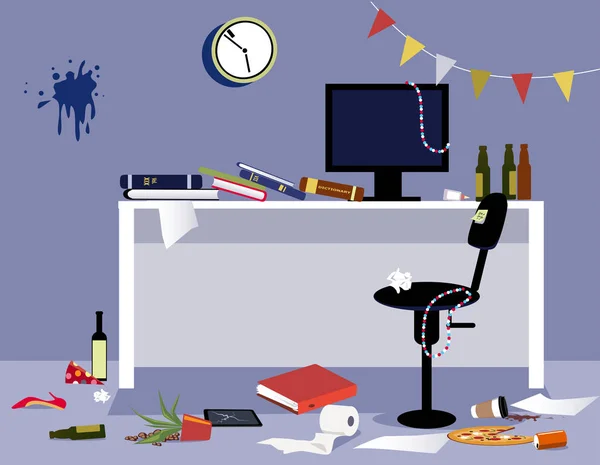 Interieur Van Een Rommelig Kantoor Een Wild Office Party Eps — Stockvector