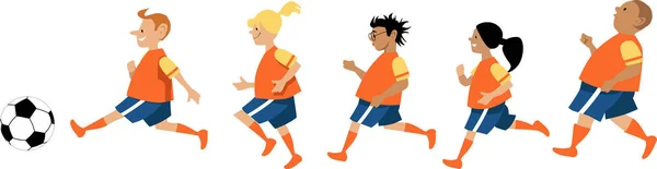Peewee Soccer Team Bambini Bambine Illustrazione Vettoriale Eps — Vettoriale Stock