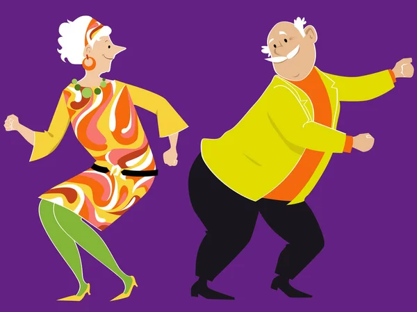 Klasik Kıyafetler Giymiş Twist Dansı Yapan Yaşlı Çift Eps Vektör — Stok Vektör