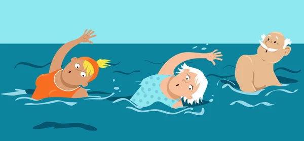 Gruppo Anziani Attivi Che Nuotano Piscina Illustrazione Vettoriale Eps — Vettoriale Stock