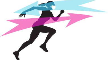 Silhouette of a running woman wearing a breathable face mask for sport, EPS 8 vector illustration, no transparencies  clipart