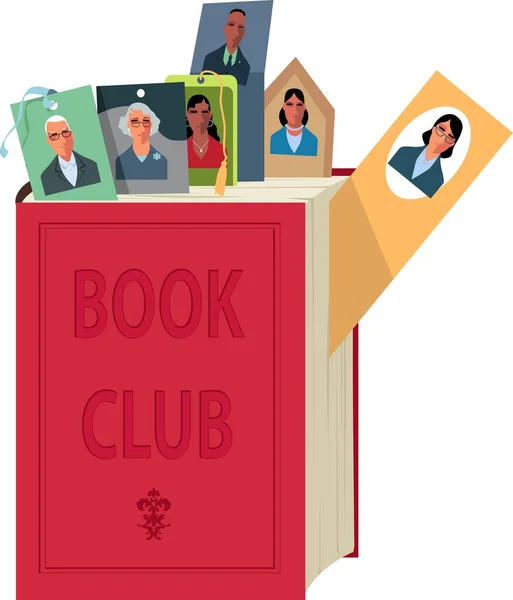 Book Bookmarks Faces Members Book Club Eps Vector Illustration — Stock Vector