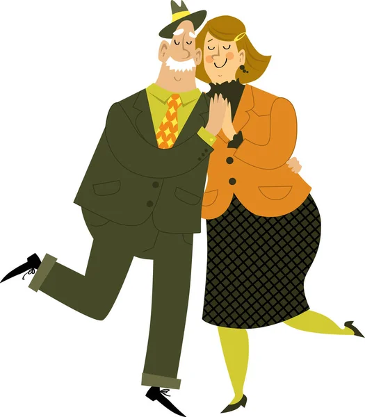 Linda Pareja Ancianos Dibujos Animados Bailando Eps Vector Ilustración Aislado — Vector de stock