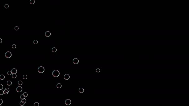 Molte piccole bolle di sapone volano sul lato sinistro. Animazione loop — Video Stock