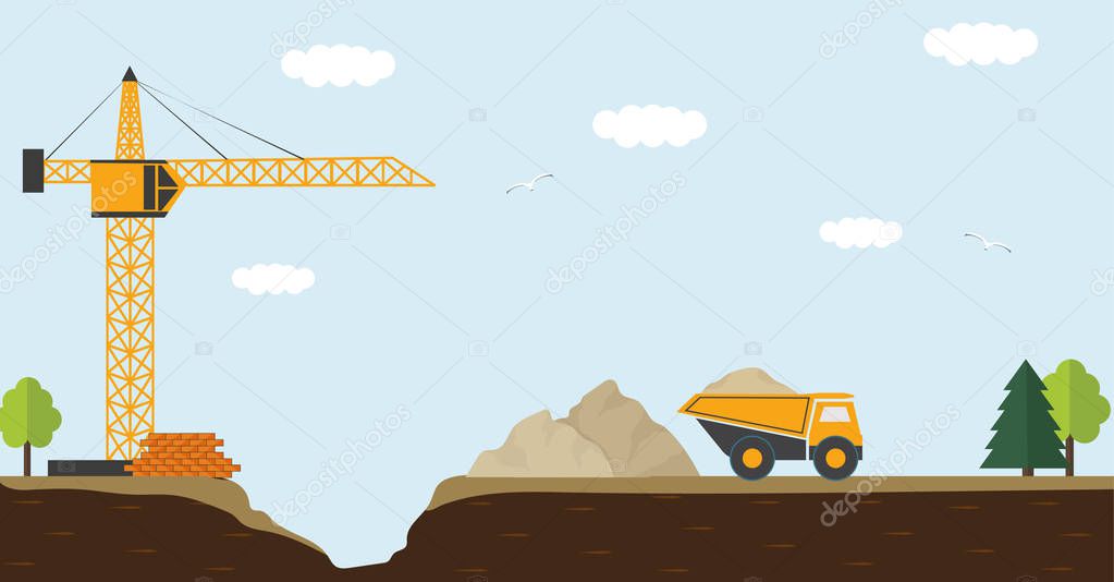 Concept of landscape construction of the building