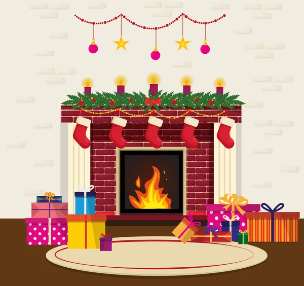 Útulný interiér vánoční — Stockový vektor
