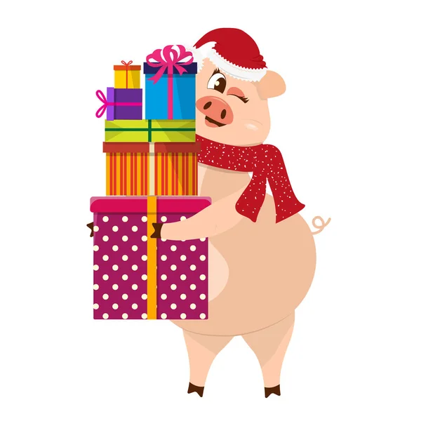Mignon personnage de porc. Symbole Nouvel An 2019 — Image vectorielle
