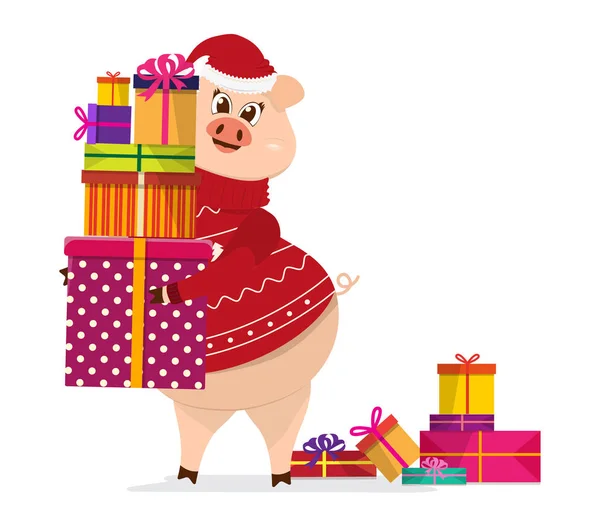 Mignon personnage de porc. Symbole Nouvel An 2019 — Image vectorielle