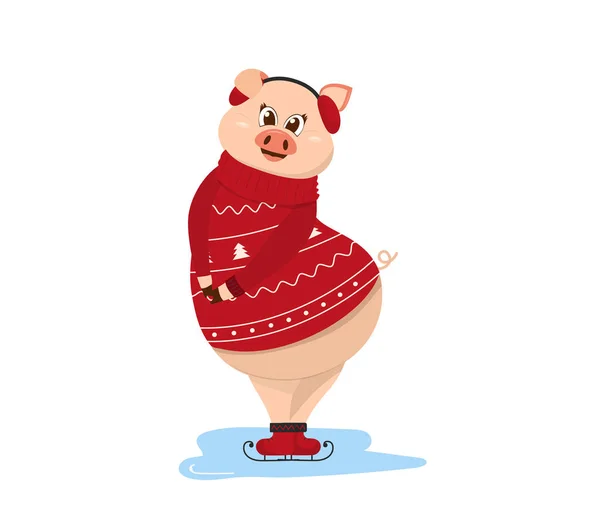 Lindo personaje de cerdo. Símbolo de año nuevo 2019 — Archivo Imágenes Vectoriales