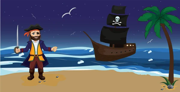 Pirata. Illustrazione vettoriale bambini — Vettoriale Stock
