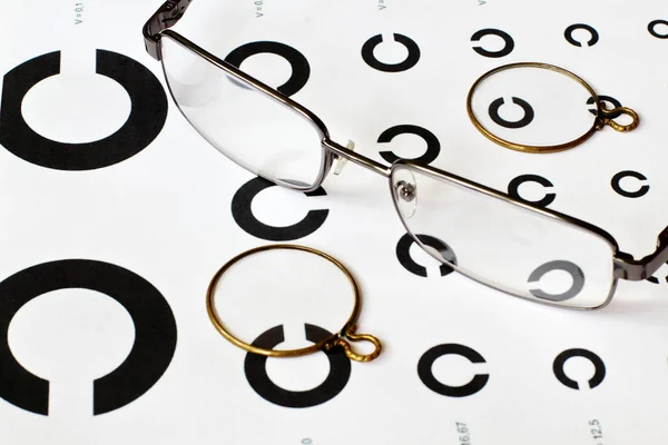 Lenses Copper Frame Glasses Table Definition Visual Acuity — Stock Photo, Image