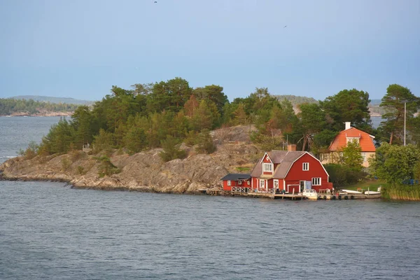 Scandinavian houses on the Baltic sea coast in Sweden.