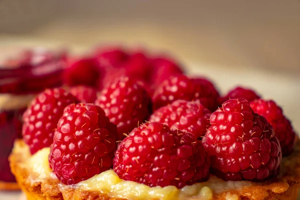 Raspberries Cake Close — Stock Photo, Image