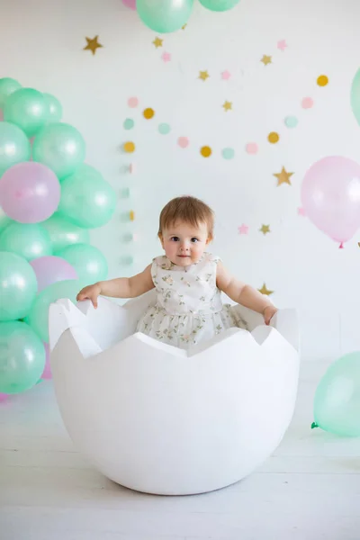 Primer Cumpleaños Decoración Rosa Para Niña — Foto de Stock