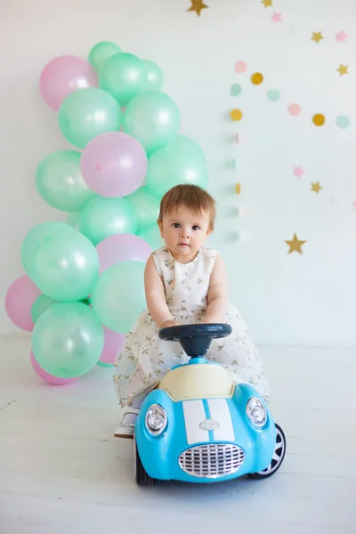 Primo Compleanno Arredamento Rosa Ragazza — Foto Stock