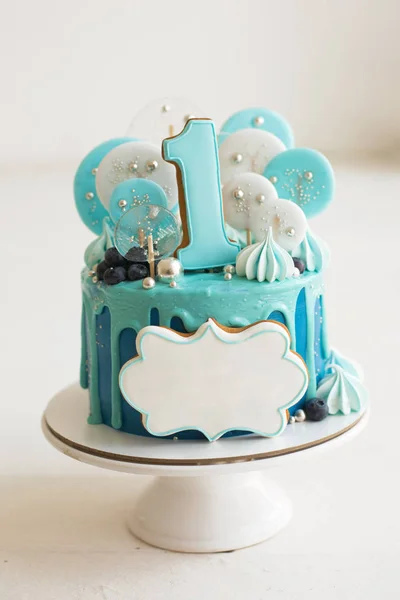 Tårta För Första Födelsedagsfest — Stockfoto