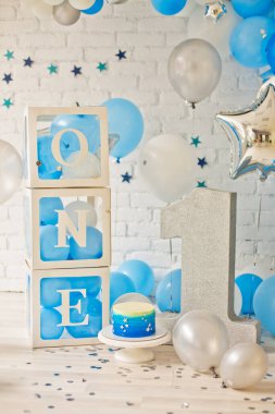 İlk doğum günü için mavi dekor