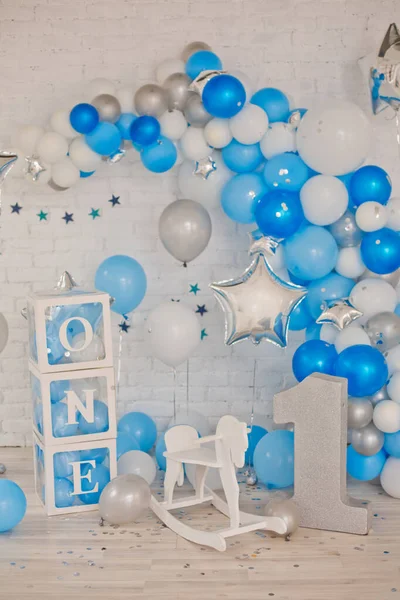 Blue decor for first birthday