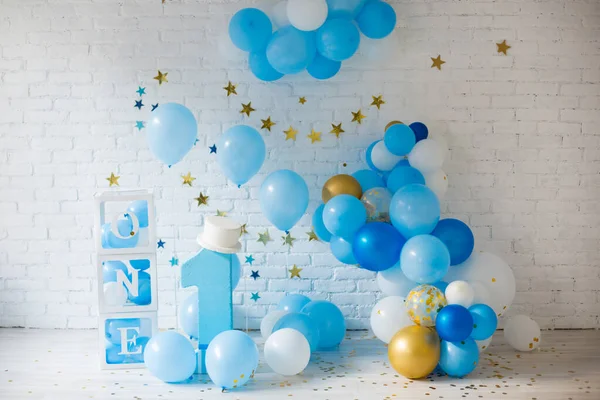 Blue decor for first birthday